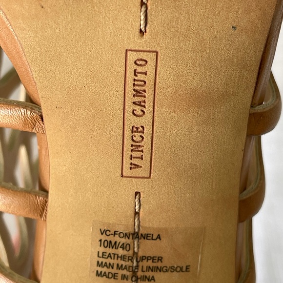 Vince Camuto tan scalloped peep toe stilettos - Picture 12 of 13